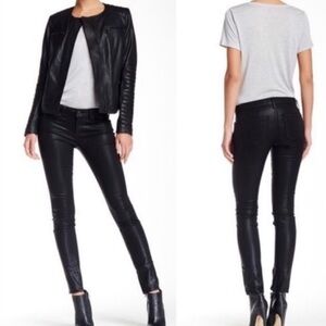 Vince black leather pants skinny w2.